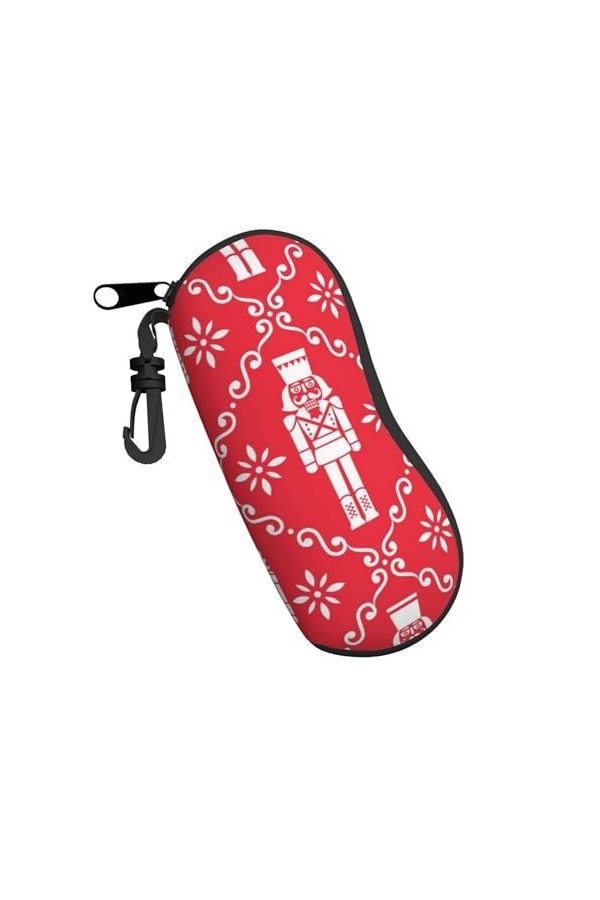 ONSMO Étui à lunettes de Noël souple avec fermeture éclair - Ultra léger et pratique - Motif casse-noisette - Rouge, Noir , t