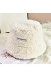 CHUANGOU Chapeau de Pêcheur en Peluche Chapeau Bob Femme Automne et Hiver Blanc