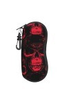 ONSMO Étui à lunettes souple avec fermeture éclair et motif tête de mort gothique rouge ultra léger et pratique, Noir , taill