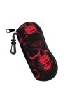 ONSMO Étui à lunettes souple avec fermeture éclair et motif tête de mort gothique rouge ultra léger et pratique, Noir , taill