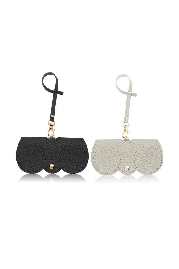 EFNHJF5 Lot de 2 sacs de lunettes de soleil en cuir souple, sac à lunettes souple en cuir, étui à lunettes de soleil, pochett