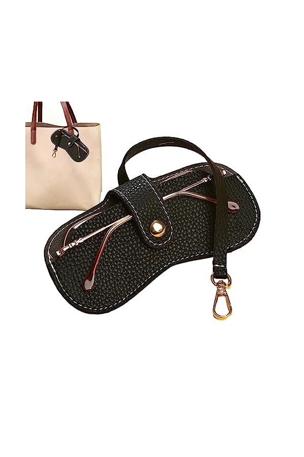 Sac à lunettes de soleil en cuir – Étui à lunettes avec clip ceinture et dragonne – Belle et élégante – Étui de rangement en 