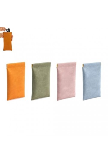 Casexey - Pochette de rangement en cuir à fermeture à pression, pochette de rangement en cuir à fermeture à pression pour lun