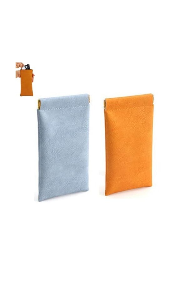 Casexey - Pochette de rangement en cuir à fermeture à pression, pochette de rangement en cuir à fermeture à pression pour lun