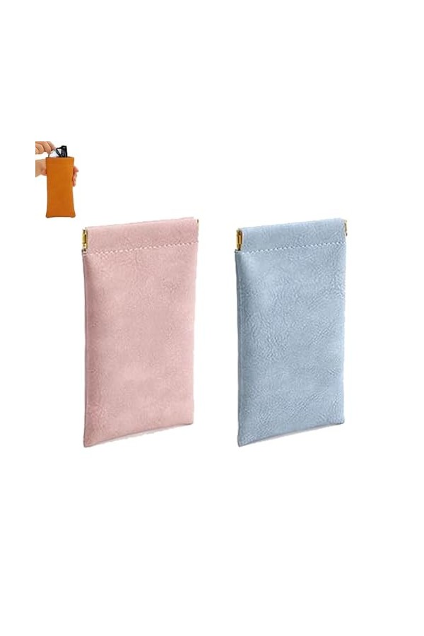 Casexey - Pochette de rangement en cuir à fermeture à pression, pochette de rangement en cuir à fermeture à pression pour lun