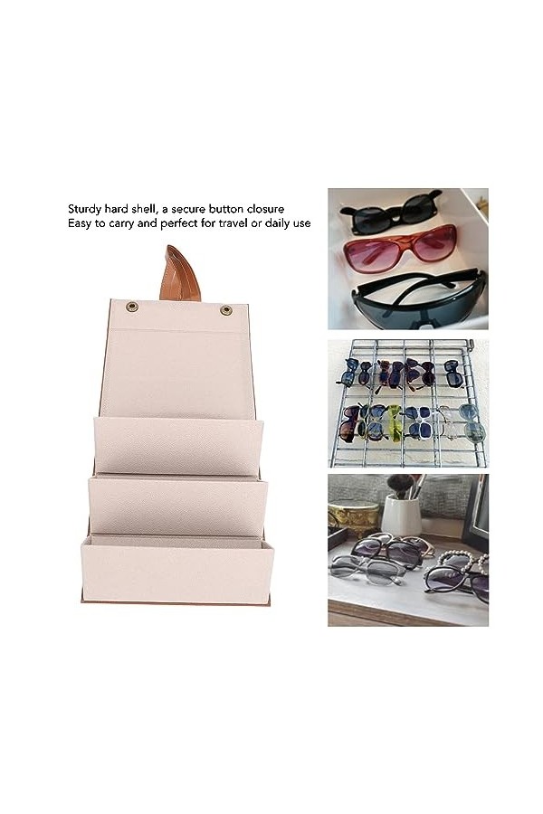 Étui à Lunettes Pliable, étui à Lunettes Pliable à 3 Emplacements, Boîte à Lunettes de Soleil à Compartiments Multiples, Prés