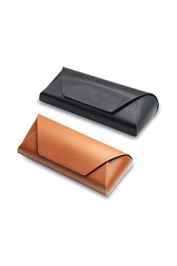 2 Pièces Étui à Lunettes, Étui à Lunettes Cuir, Étui à Lunettes de Soleilen Cuir, Souple Pochette à Lunettes Portable, Convie