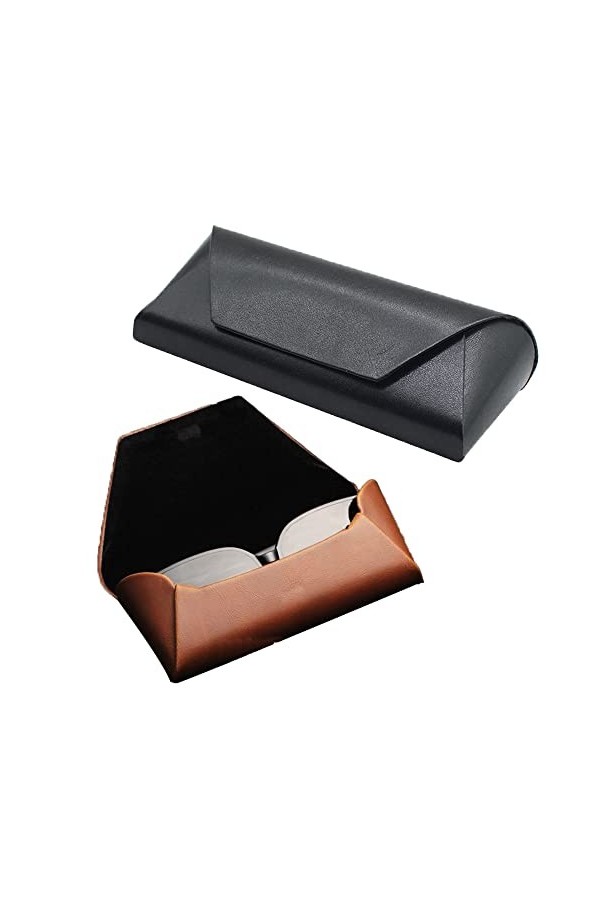 2 Pièces Étui à Lunettes, Étui à Lunettes Cuir, Étui à Lunettes de Soleilen Cuir, Souple Pochette à Lunettes Portable, Convie