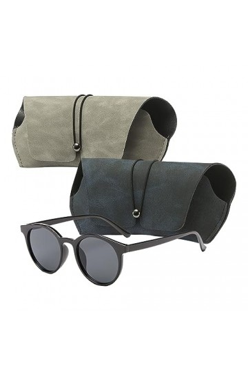 Tiuxiu Lot De 2 Étuis à Lunettes en Cuir, Etui Lunettes Souple de Soleil Cuir Portable Étui Lunettes Plat Tissu Bleu pour Fem