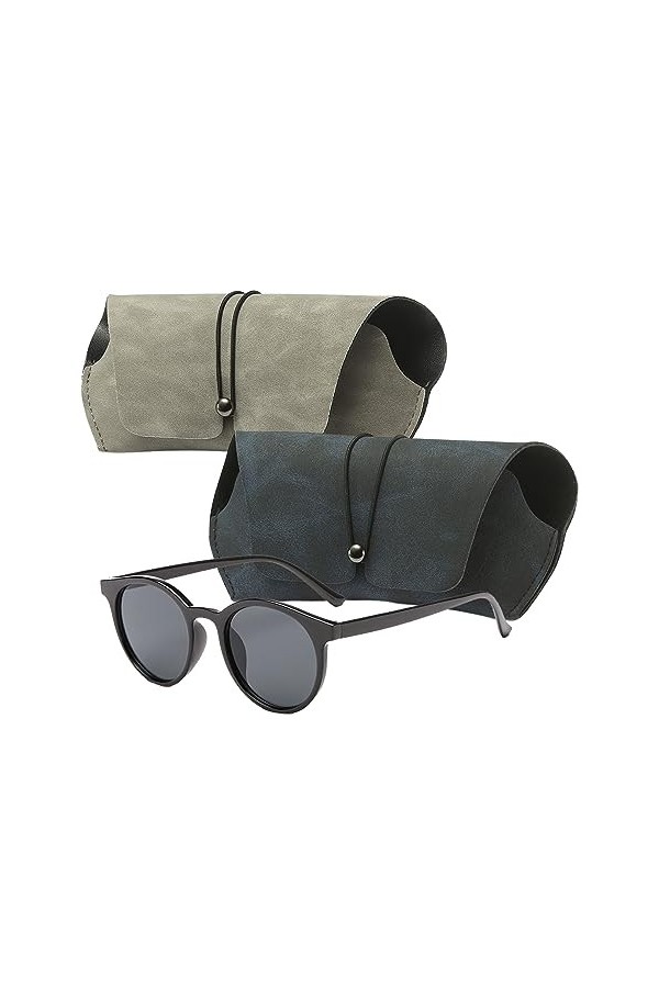 Tiuxiu Lot De 2 Étuis à Lunettes en Cuir, Etui Lunettes Souple de Soleil Cuir Portable Étui Lunettes Plat Tissu Bleu pour Fem