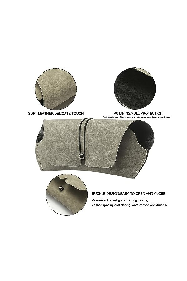 Tiuxiu Lot De 2 Étuis à Lunettes en Cuir, Etui Lunettes Souple de Soleil Cuir Portable Étui Lunettes Plat Tissu Bleu pour Fem