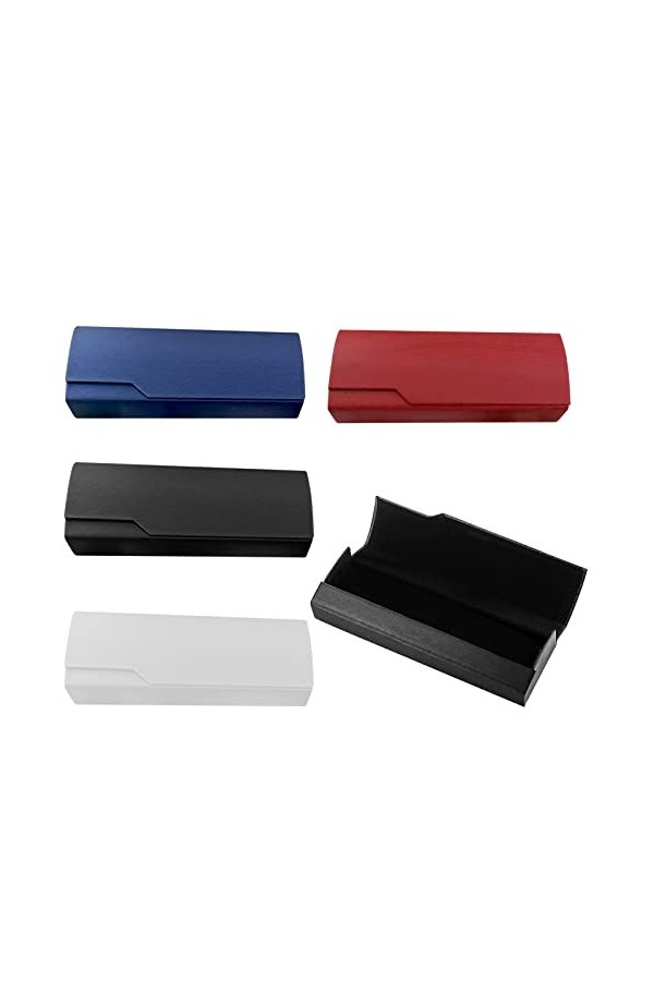 XSHAO 4 Pièces Etui Lunettes Rigide, Portable en Grain de Bois Mercerisé Boite a Lunette avec Fermeture Magnétique pour Femme