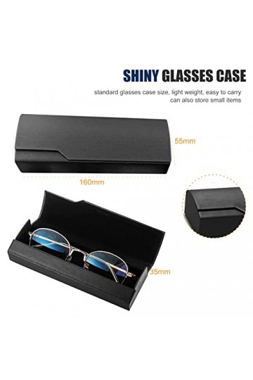 XSHAO 4 Pièces Etui Lunettes Rigide, Portable en Grain de Bois Mercerisé Boite a Lunette avec Fermeture Magnétique pour Femme