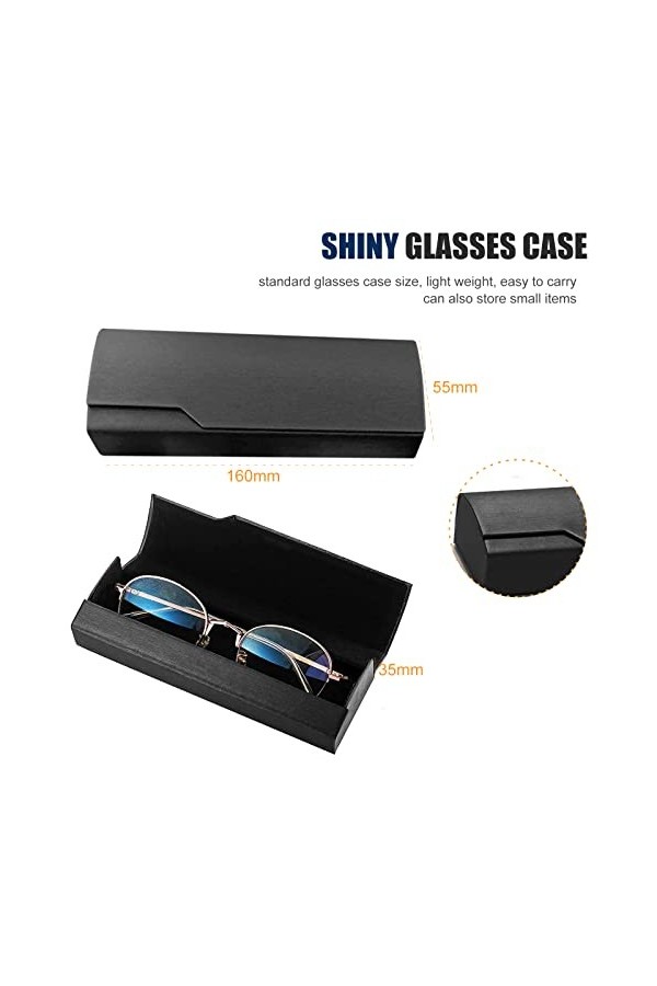 XSHAO 4 Pièces Etui Lunettes Rigide, Portable en Grain de Bois Mercerisé Boite a Lunette avec Fermeture Magnétique pour Femme