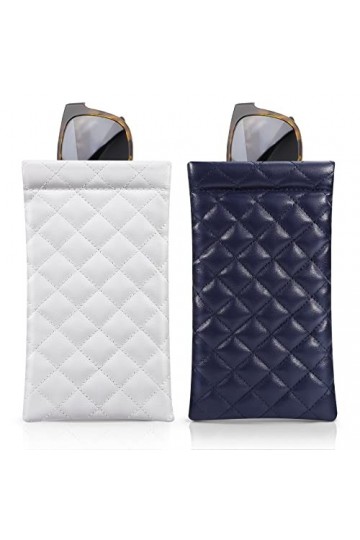 MoKo Sac de Lunettes de Soleil, 2PCS Étui à Lunettes de Poche Portable en Cuir PU, Housse Pochette de Rangement Lunette Soupl