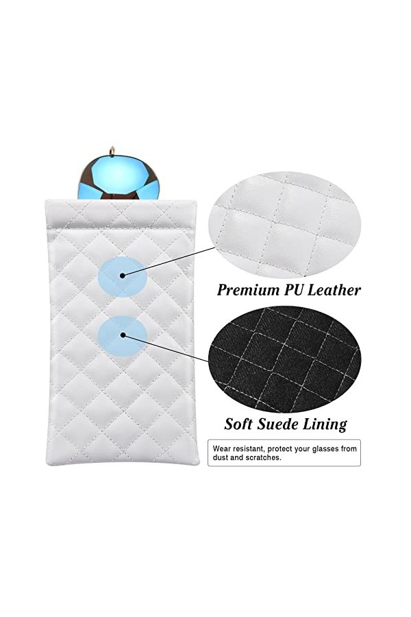 MoKo Sac de Lunettes de Soleil, 2PCS Étui à Lunettes de Poche Portable en Cuir PU, Housse Pochette de Rangement Lunette Soupl