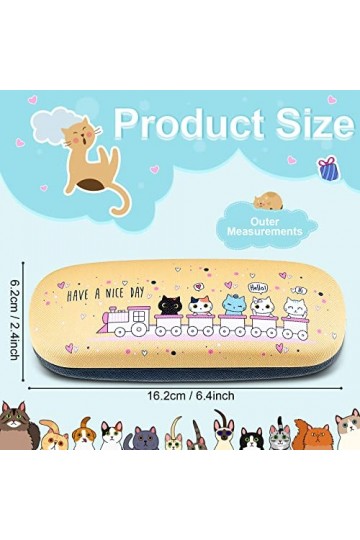 Weewooday 2 Packs Étui à Lunettes de Chat Mignon à Clapet avec 2 Chiffons de Nettoyage