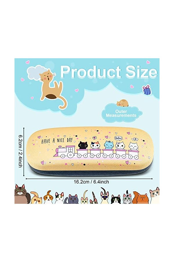 Weewooday 2 Packs Étui à Lunettes de Chat Mignon à Clapet avec 2 Chiffons de Nettoyage