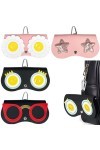 TTYSHIP® 4 Pièces Sac à Lunettes, Pochette Lunettes de Soleil Sac avec Mousqueton, Étui à Lunette Portable, Sacs à Lunettes d