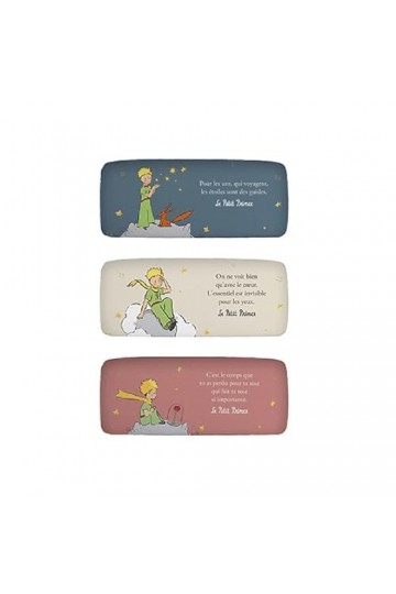KIUB Etui à lunettes rigide et rectangulaire - Motif Le petit Prince avec sa rose - fond rose