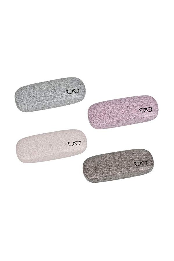 4 Pièces Étui à Lunettes Rigide, Etui à Lunettes en Lin, Étui à Lunettes, Convient pour Ranger Et Stocker des Lunettes de Myo