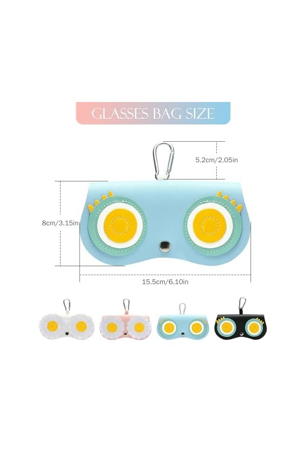 CHENKEE Étui à Lunettes, 4 Pièces Étui Lunettes Cuir Étui à Lunettes de Voyage Etuis Lunettes Souple Etui à Lunettes avec Fer