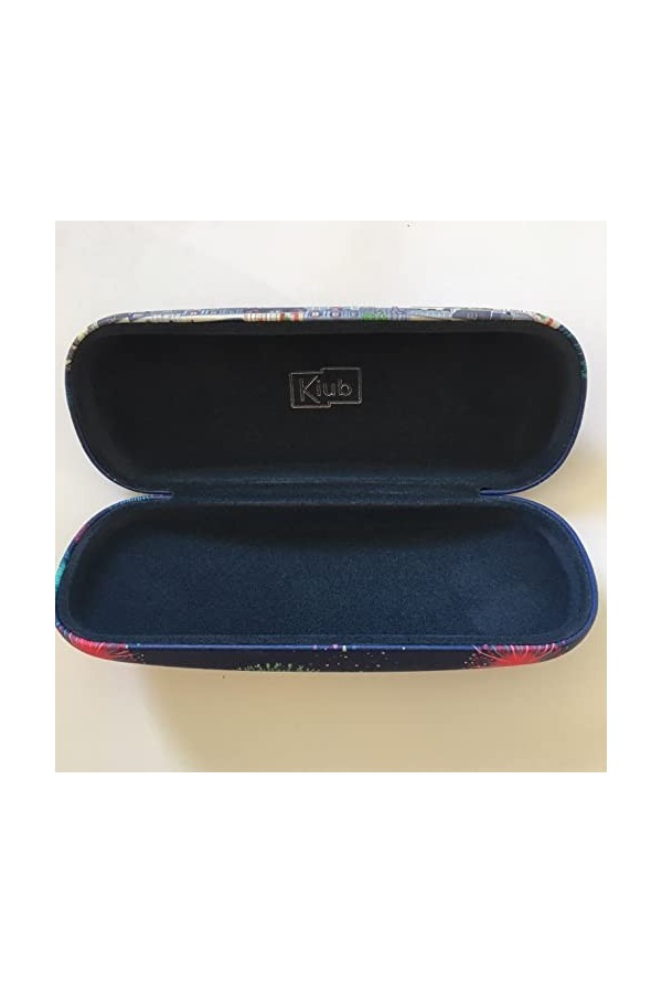 KIUB Etui à lunettes rigide - Motif Paris en fête avec la Tour Eiffel - fond bleu marine