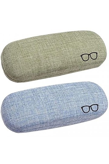 2 Pièces Étui à Lunettes, Étui à Lunettes Rigide, Étui à Lunettes en Lin, Métal Portable Pliable Étui à Lunettes de Protectio