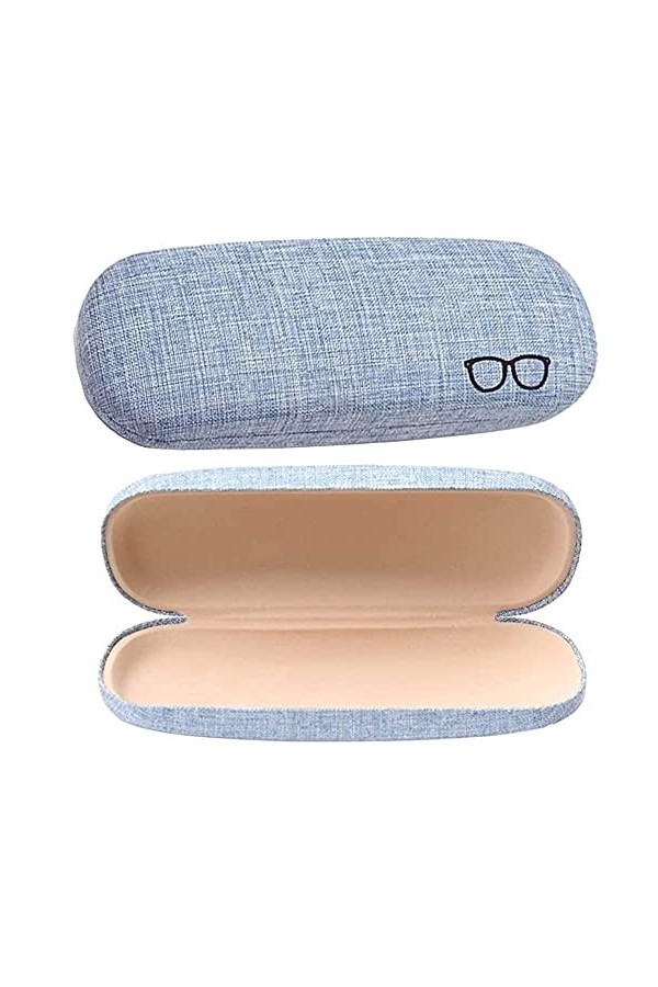 2 Pièces Étui à Lunettes, Étui à Lunettes Rigide, Étui à Lunettes en Lin, Métal Portable Pliable Étui à Lunettes de Protectio