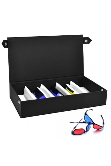 LANSKYLAN Boîte Rangement Lunettes 5 Compartiments Organisateurs de Lunettes en Cuir PU Boîte Porte Lunettes Organisateur de 