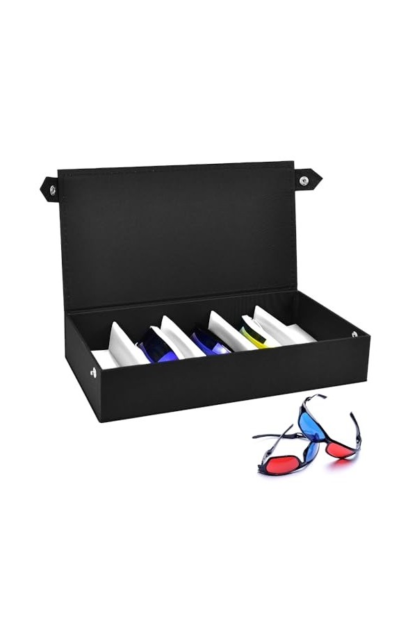 LANSKYLAN Boîte Rangement Lunettes 5 Compartiments Organisateurs de Lunettes en Cuir PU Boîte Porte Lunettes Organisateur de 