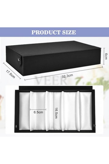 LANSKYLAN Boîte Rangement Lunettes 5 Compartiments Organisateurs de Lunettes en Cuir PU Boîte Porte Lunettes Organisateur de 