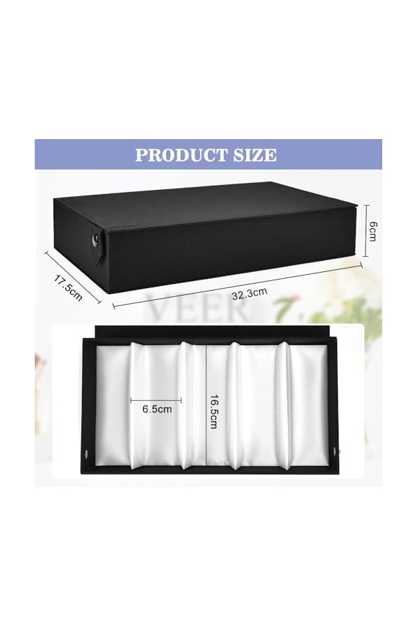 LANSKYLAN Boîte Rangement Lunettes 5 Compartiments Organisateurs de Lunettes en Cuir PU Boîte Porte Lunettes Organisateur de 