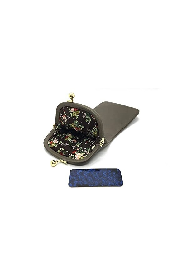 Etui à lunettes de vue ou de soleil en cuir dagneau véritable souple et doux - Intérieur en tissu motif Liberty - Fermeture 