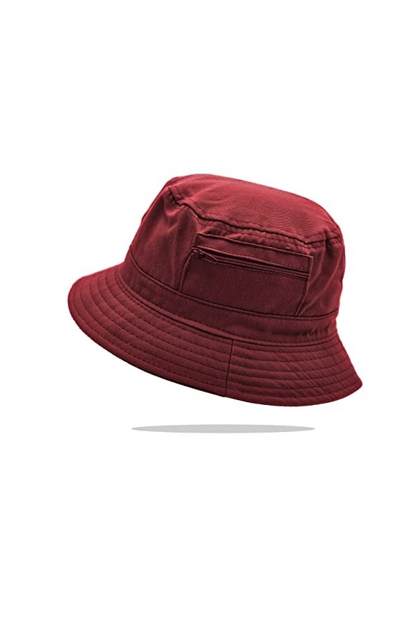Van Der Rich ® - Bob Chapeau de Soeil Chapeux Pêcheur 100% Cotton - Femme/Homme Bordeaux,T55 