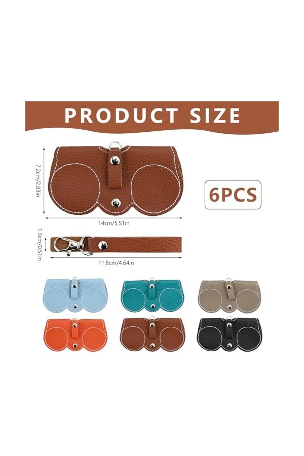 Bekecidi 6 Pièces Étui à Lunettes de Soleil, Sac à Lunettes de Soleil en Cuir Souple, Sacs à Lunettes avec Lanière, Étui à Lu
