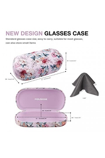 molshine Étui rigide pour lunettes de soleil en cuir PU, étui classique extra large pour lunettes de soleil et lunettes surdi