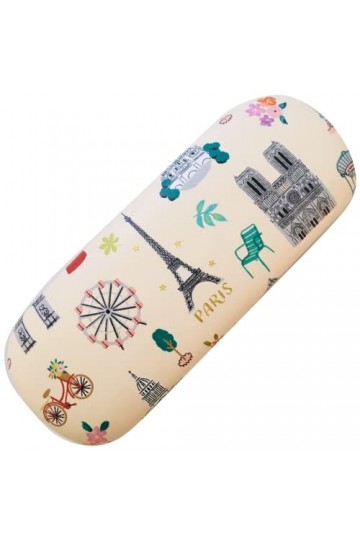 KIUB Etui à lunettes rigide - Motif Paris jadore avec la Tour Eiffel - fond blanc
