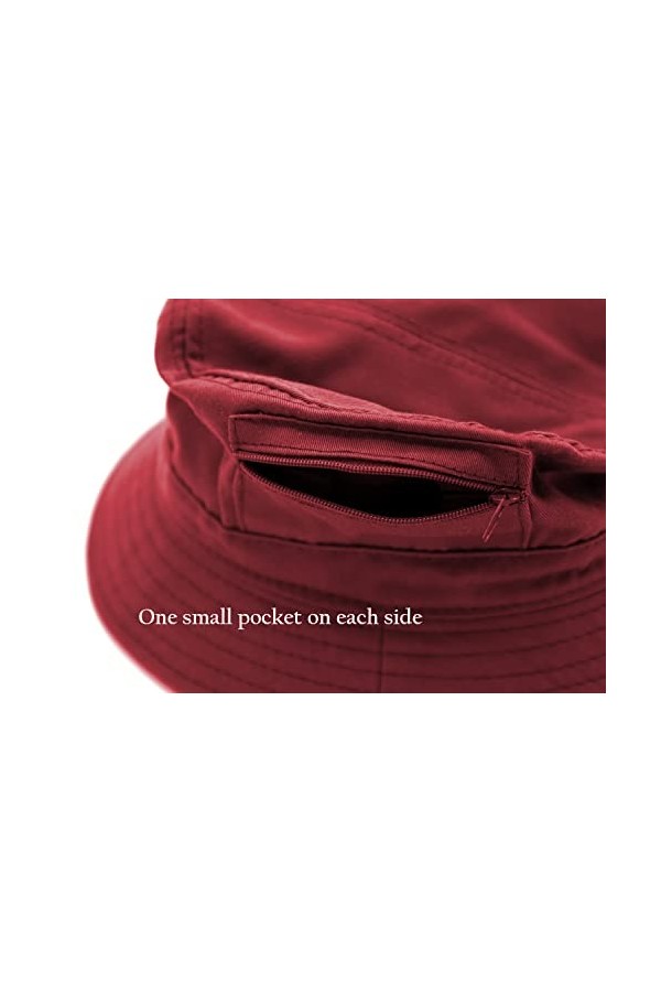 Van Der Rich ® - Bob Chapeau de Soeil Chapeux Pêcheur 100% Cotton - Femme/Homme Bordeaux,T55 