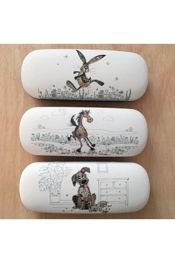 KIUB Etui à lunettes rigide - motif lièvre qui court stylisé