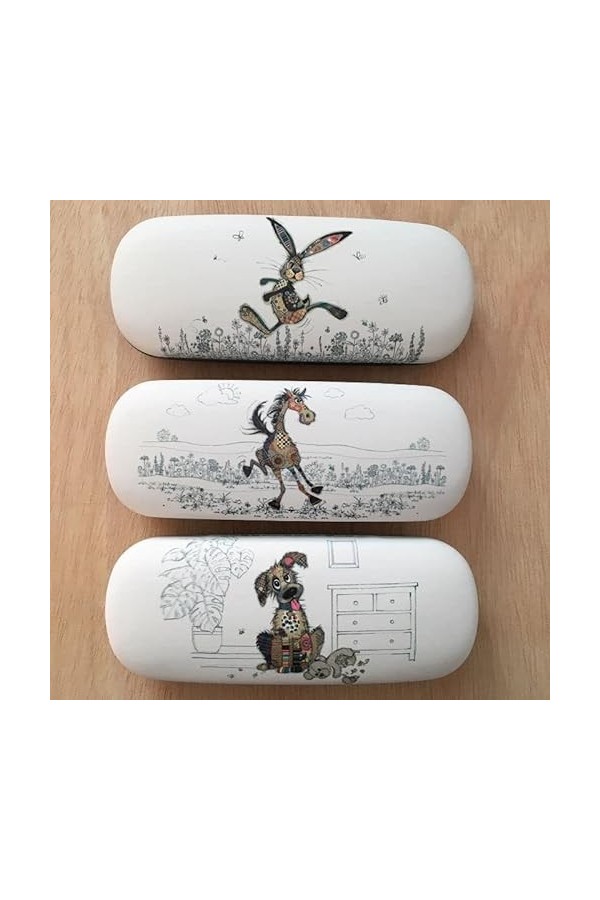 KIUB Etui à lunettes rigide - motif lièvre qui court stylisé