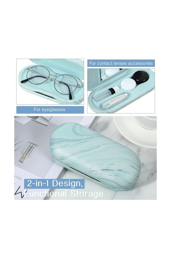 MoKo Étui à Lunettes Double Couche, 2 en 1 Boîte à Lunettes de Soleil Lentilles de Contact, Sac Lunettes Portable Voyage avec