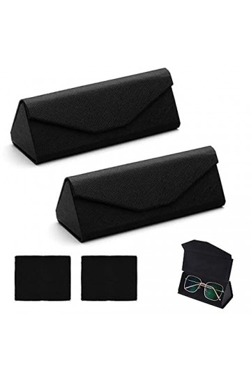 2 Pièces Etui à Lunettes, Boîte de Lunettes, Étui à Lunettes Pliable, Étui à Lunettes Magnétique, avec 2 Chiffon à Lunettes, 