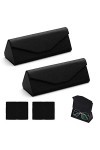 2 Pièces Etui à Lunettes, Boîte de Lunettes, Étui à Lunettes Pliable, Étui à Lunettes Magnétique, avec 2 Chiffon à Lunettes, 