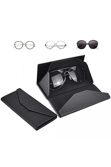 2 Pièces Etui à Lunettes, Boîte de Lunettes, Étui à Lunettes Pliable, Étui à Lunettes Magnétique, avec 2 Chiffon à Lunettes, 