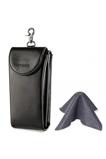 molshine Double étui à lunettes, pochette en cuir végétalien pour lunettes de soleil, lunettes avec chiffon de nettoyage Noi