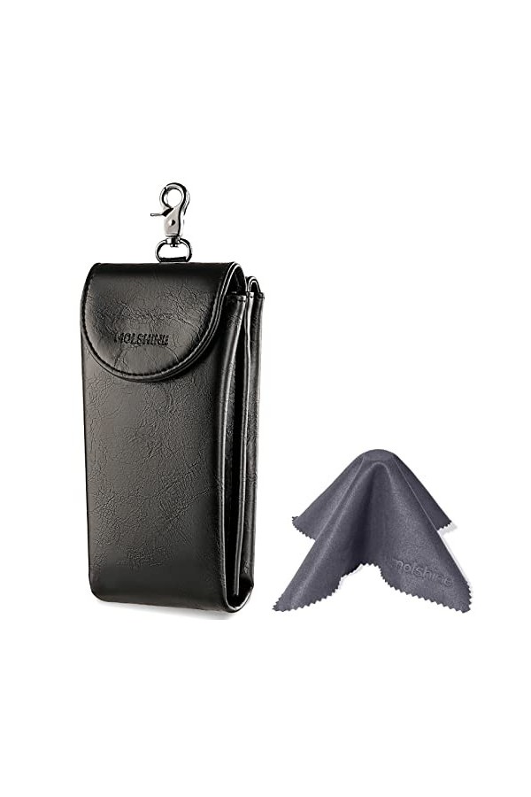 molshine Double étui à lunettes, pochette en cuir végétalien pour lunettes de soleil, lunettes avec chiffon de nettoyage Noi