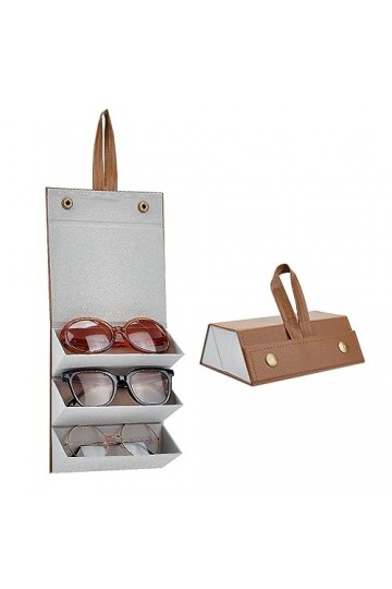 PH PandaHall Étui de rangement pour lunettes avec 3 emplacements Organisateur de lunettes de voyage en cuir PU avec crochet S
