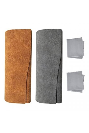 Dsffd 2 Pièces Étui à Lunettes, Étui Lunettes Cuir, Étui à Lunettes à Magnétique, Boîte à Lunettes Portable, Étui à Lunettes 