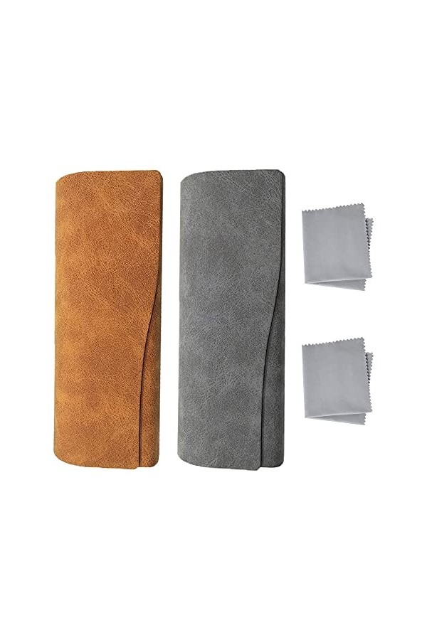 Dsffd 2 Pièces Étui à Lunettes, Étui Lunettes Cuir, Étui à Lunettes à Magnétique, Boîte à Lunettes Portable, Étui à Lunettes 